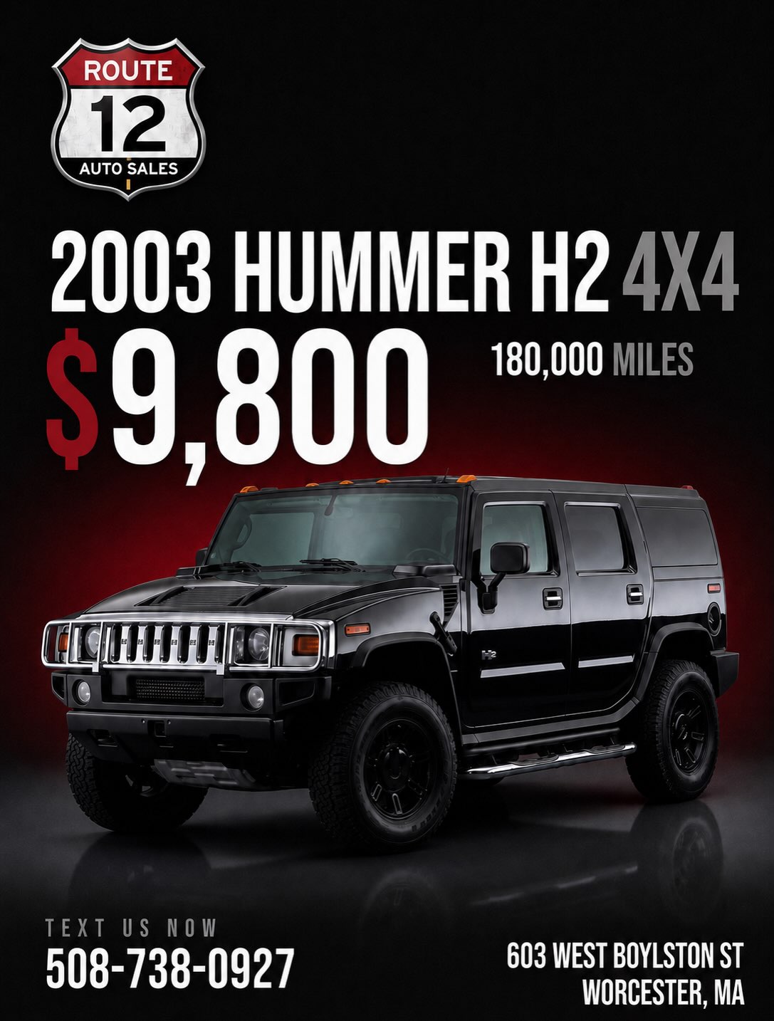 2003 Hummer H2 4x4 in black for sale in Worcester, MA
