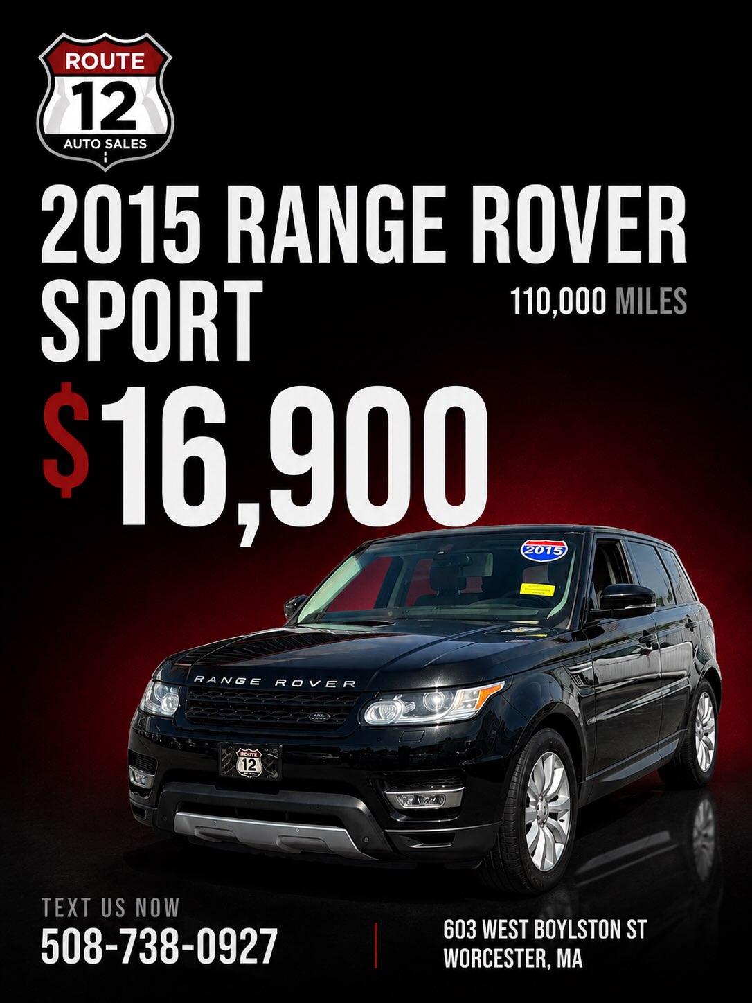 2015 Range Rover Sport in black for sale in Worcester, MA